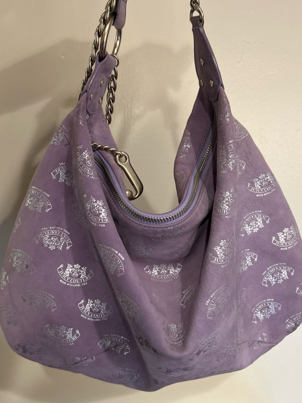 Juicy Couture Lavender Logo-Print Chain Strap Shoulder Bag